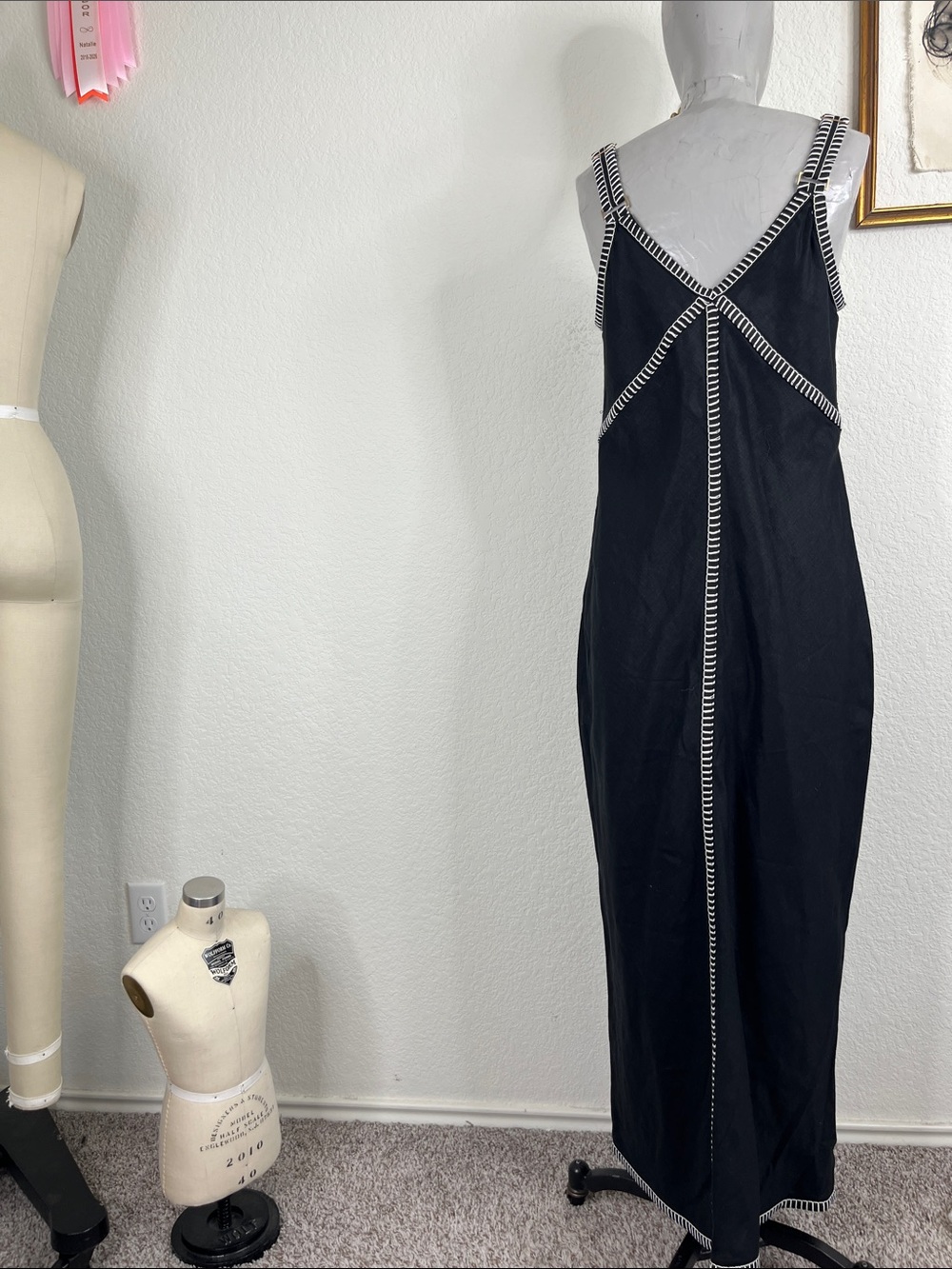 DISSH Bella Maxi Dress Black Stich Contrast V Neck - Picture 8 of 11